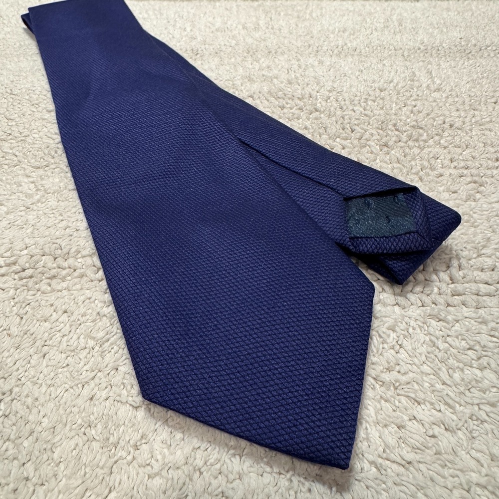 Esquire Tie Blue Knit Textured Solid Minimalist Silk Vintage Preppy Necktie